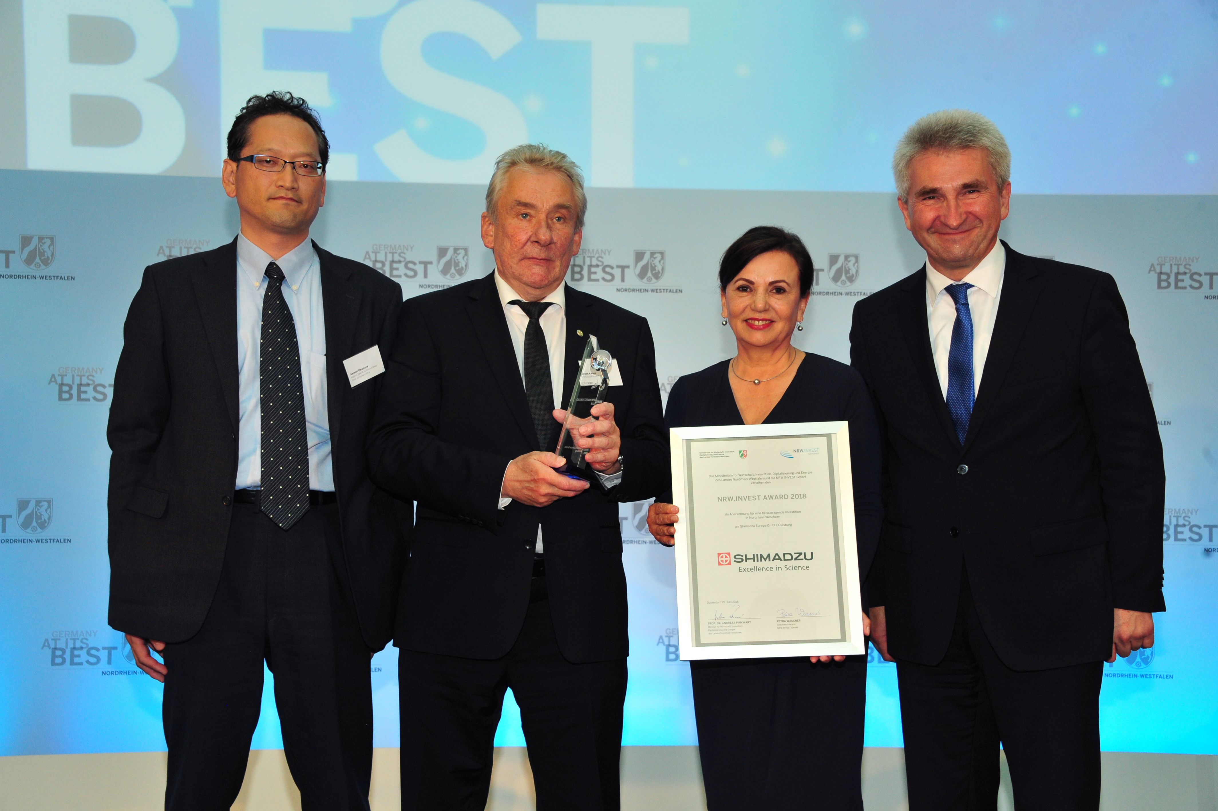 NRW.INVEST Award 2018: Hohe Auszeichnung für Shimadzu